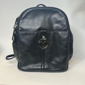 Aurielle black leather backpack single or double strap